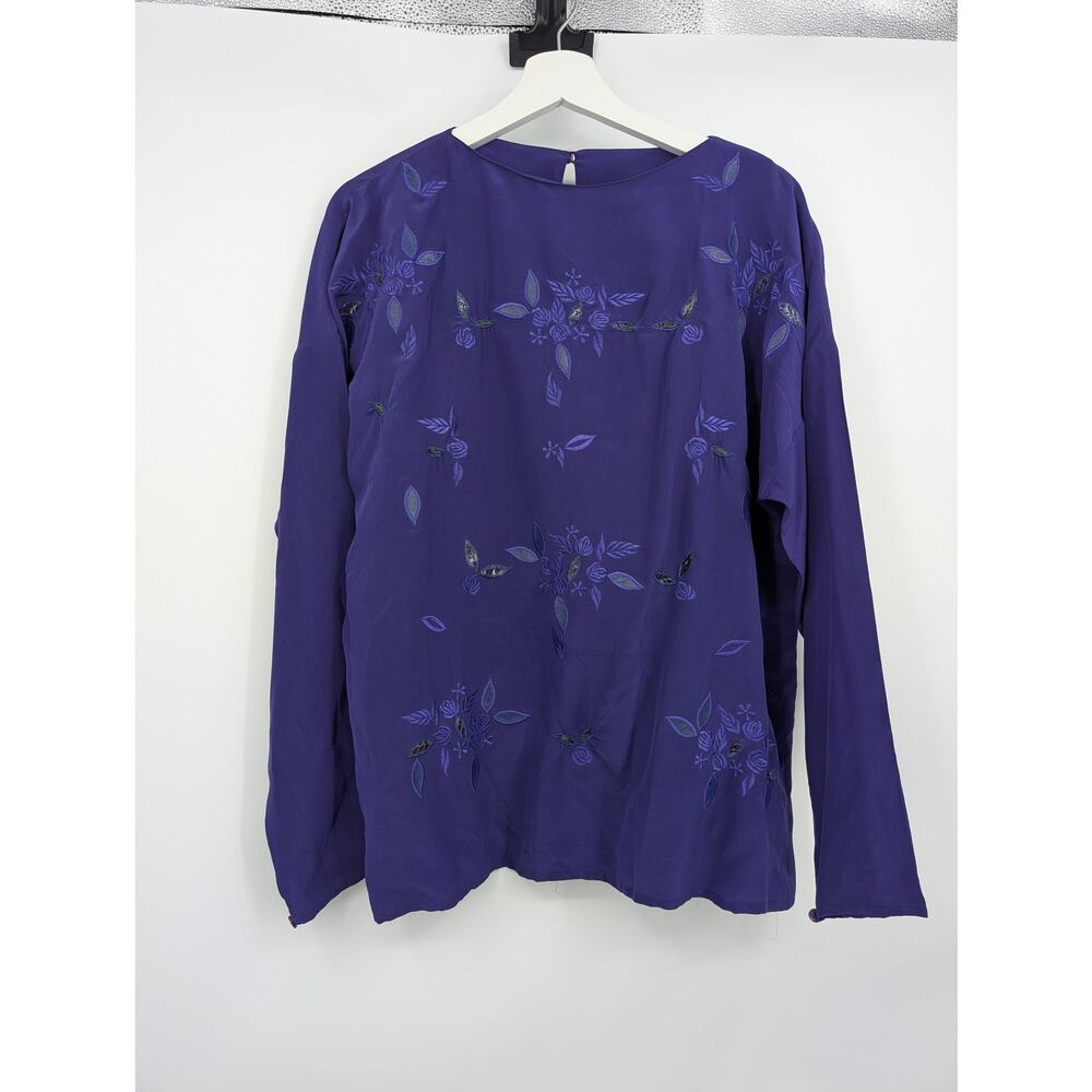 Vintage Jenna 100% Silk Long Sleeve Blouse with Snake Skin Embellishments 12